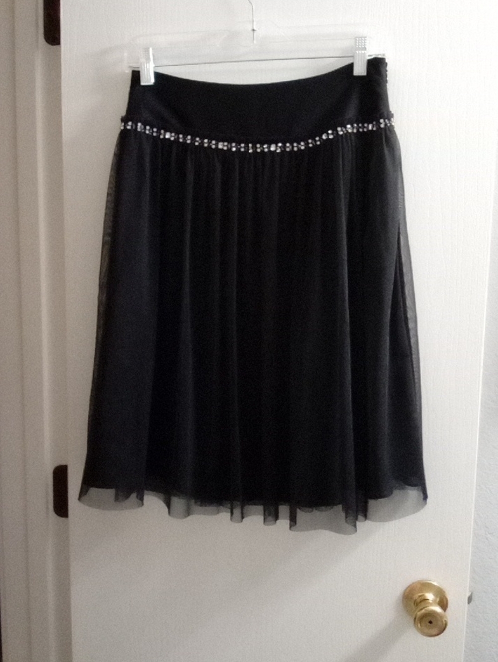 Express Black Midi Skirt with Beaded Waist